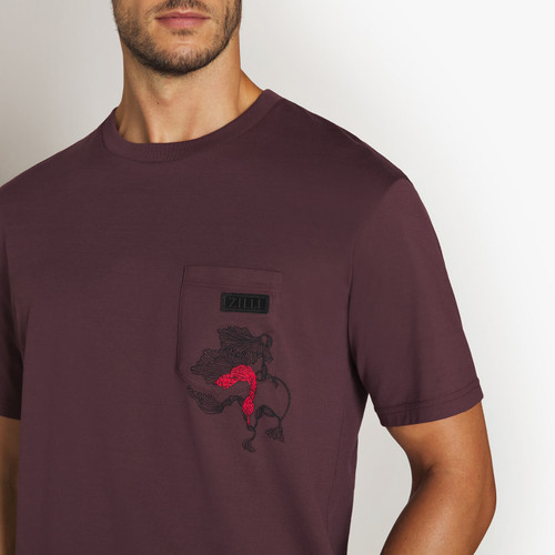 Deep cherry T-shirt, "Flower" embroidery Deep cherry T-shirt, "Flower" embroidery