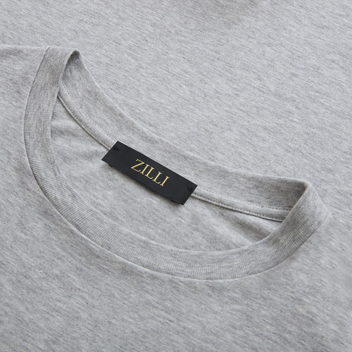 Soft grey T-shirt, "Flower" embroidery