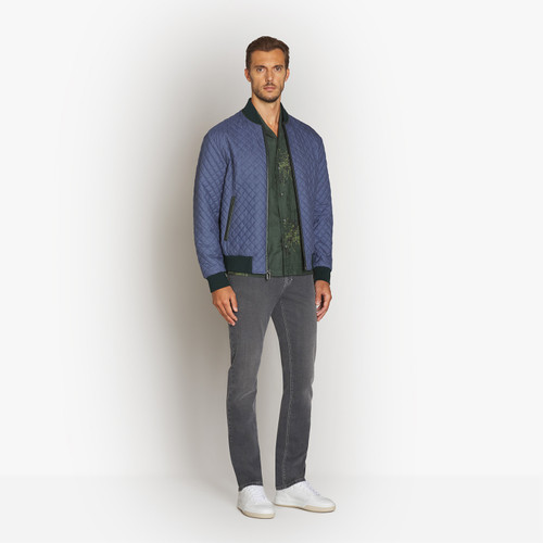 Deep military and blue reversible ROBS bomber jacket