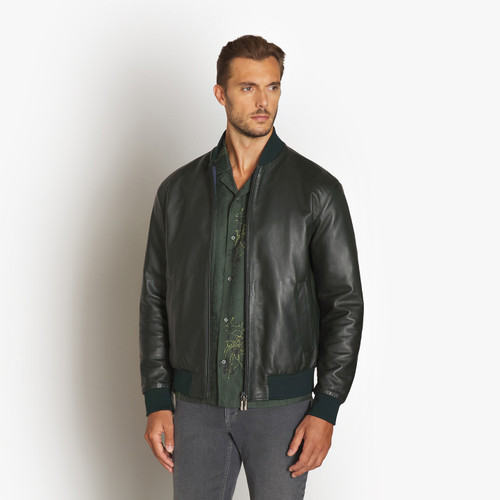 Deep military and blue reversible ROBS bomber jacket