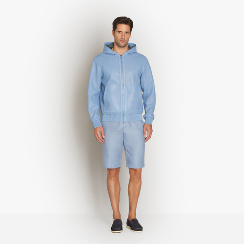 Blue onyx RINGO zipped hooded jacket, "small square perforations"