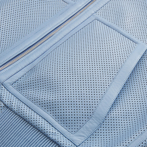 Blue onyx RINGO zipped hooded jacket, "small square perforations"