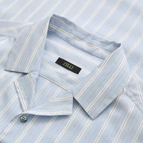 Light blue and white casual striped shirt