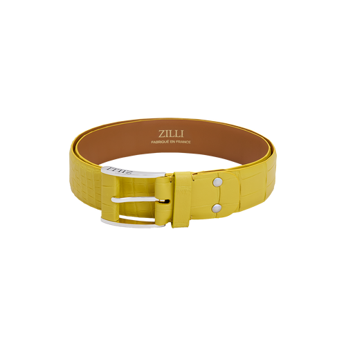 Yellow belt in crocodile, 126 buckle, width 40mm Yellow belt in crocodile, 126 buckle, width 40mm