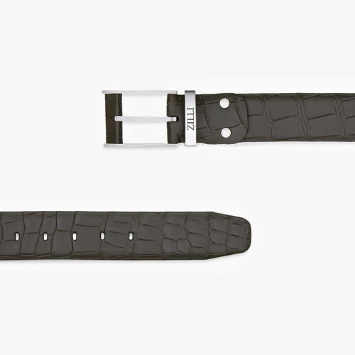 Military khaki crocodile belt, “Long Drop” buckle