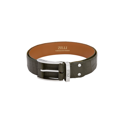 Military khaki alligator belt, 40 mm, “Long Drop” buckle