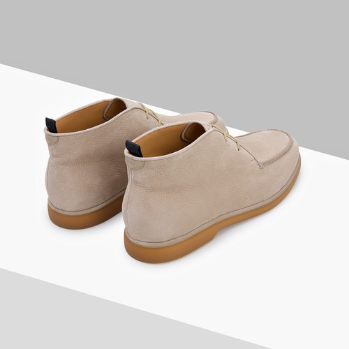 Taupe laced ankle boots, caramel sole