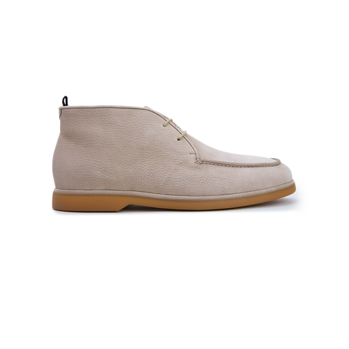 Taupe laced ankle boots, caramel sole