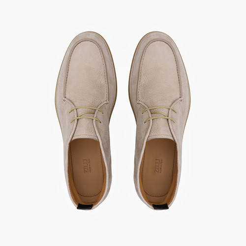 Taupe laced ankle boots, caramel sole