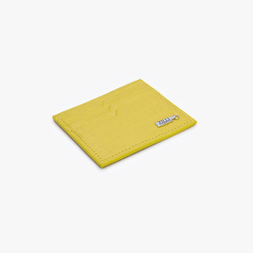 Yellow alligator leather CC7 credit card holder