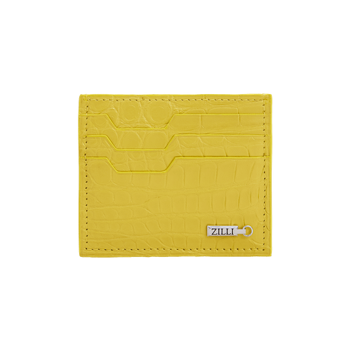 Yellow crocodile leather CC7 credit card holder
