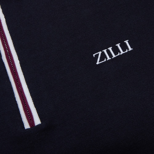 Navy blue zipped polo “ZILLI Golf”