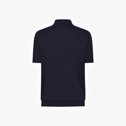 Navy blue zipped polo shirt, “Origami” design Navy blue zipped polo shirt, “Origami” design