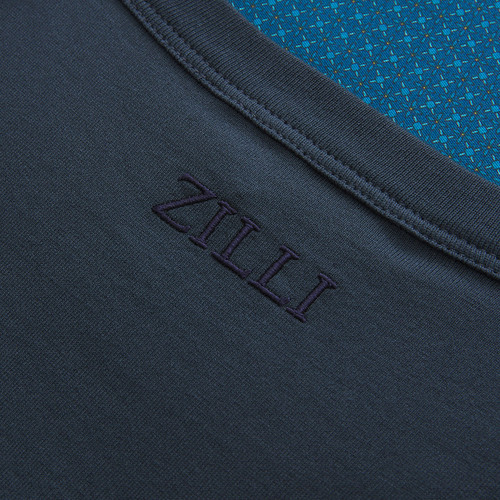 Navy blue T-Shirt, round neck, “ZILLI Letters” design