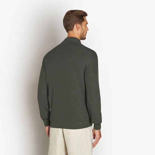 Deep Military zipped cardigan "Triple stitching" 