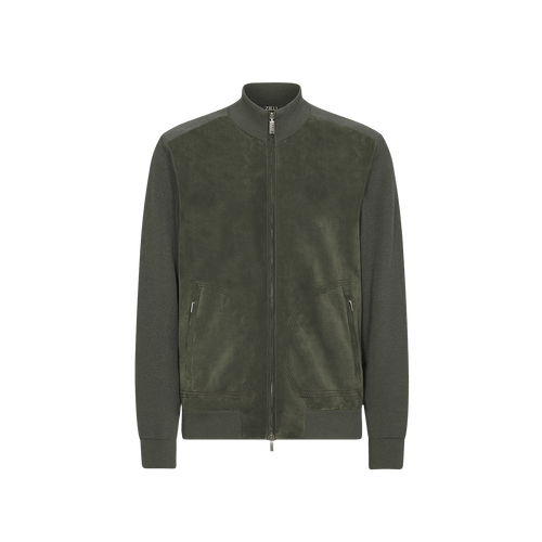 Deep Military zipped cardigan "Triple stitching" 