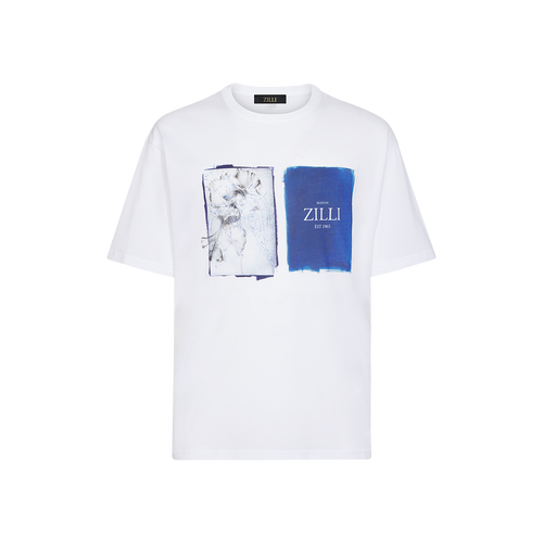 White round-neck T-Shirt, “Fantasy” print White round-neck T-Shirt, “Fantasy” print