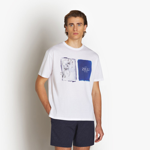 White round-neck T-Shirt, “Fantasy” print