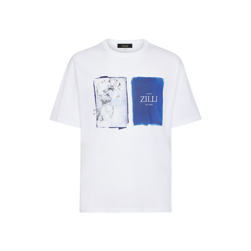 T-Shirt blanc à col rond, imprimé "Fantasy