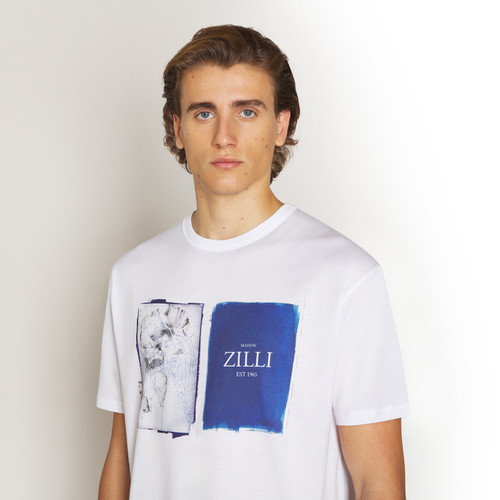 White round-neck T-Shirt, “Fantasy” print