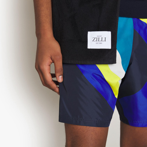 Navy blue beach towel, design "Maison ZILLI EST 1965"