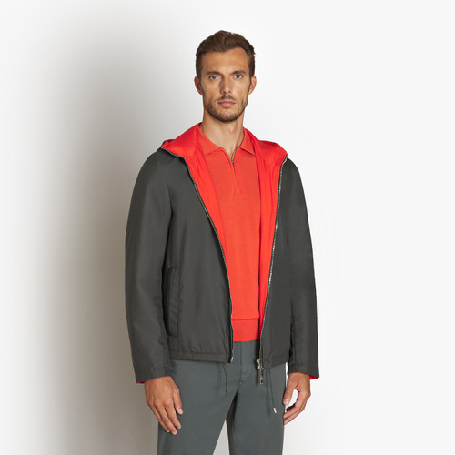 Reversible military green and orange “Fantasy” hooded jacket Reversible military green and orange “Fantasy” hooded jacket