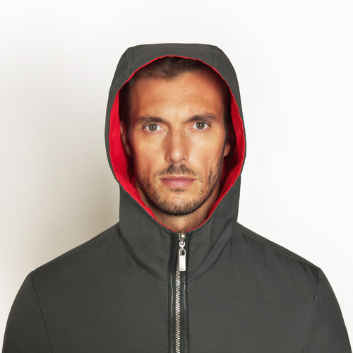 Veste à capuche réversible vert militaire et orange "Fantasy