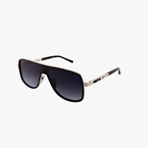 Lunettes de soleil Qintus argenté brillant et noir, verres dégradés bleus