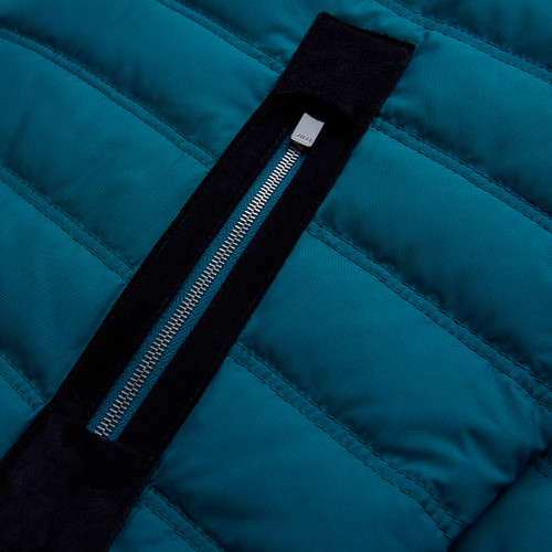 Peacock and black sleeveless down gilet