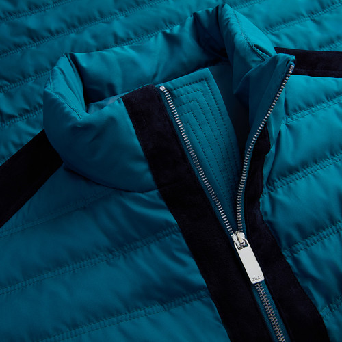 Peacock and black sleeveless down gilet Peacock and black sleeveless down gilet