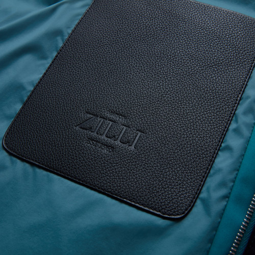 Peacock and black sleeveless down gilet