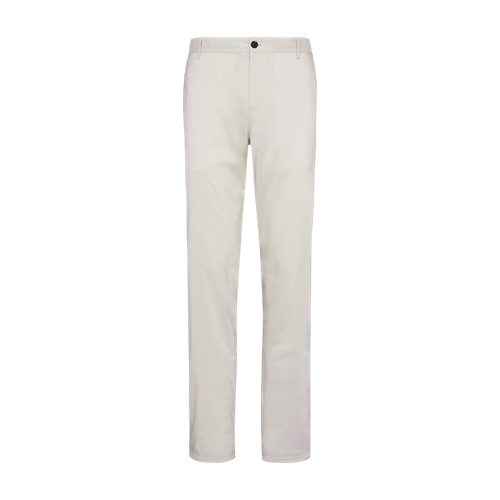 Solid color pale fawn flat-front trousers