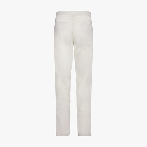 Solid color pale fawn flat-front trousers