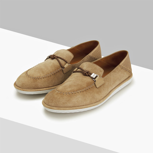 "Laser Z” light brown moccasins, white outsole