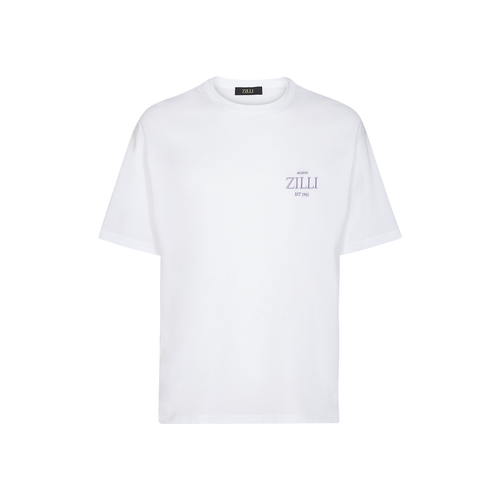 White T-shirt, round neck, “Fantasy” patch on back White T-shirt, round neck, “Fantasy” patch on back