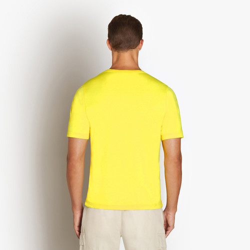 Canary yellow plain round neck T-shirt with “Lion Griffon” embroidery Canary yellow plain round neck T-shirt with “Lion Griffon” embroidery