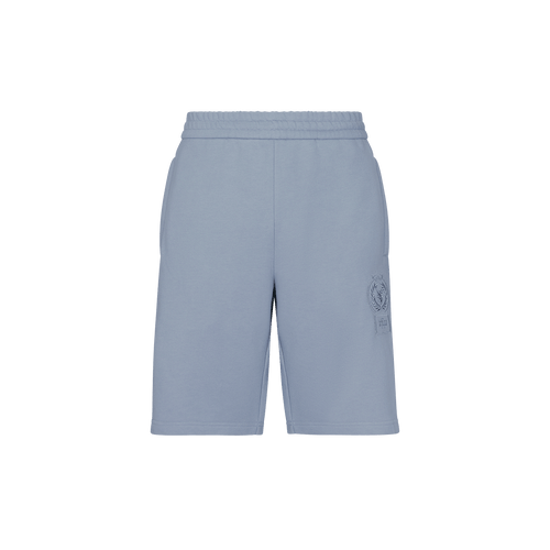Pale blue onyx jogging shorts, "ZILLI Crest" embroidery