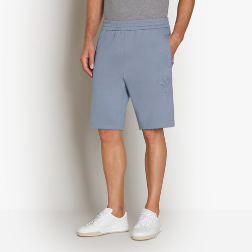 Pale blue onyx jogging shorts, "ZILLI Crest" embroidery