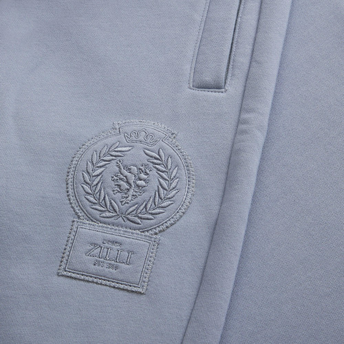 Pale blue onyx jogging shorts, "ZILLI Crest" embroidery