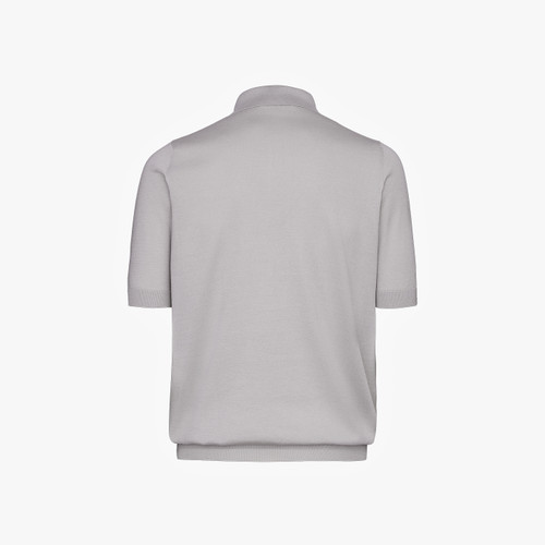 Polo zippé "Checks" fauve pâle