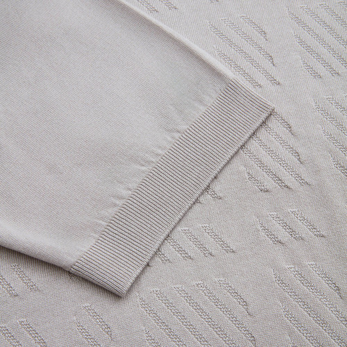 Pale fawn “Checks” zipped polo shirt