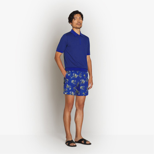 Electric blue “Fil A Fil” zipped polo shirt Electric blue “Fil A Fil” zipped polo shirt