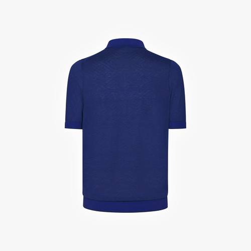 Electric blue “Fil A Fil” zipped polo shirt