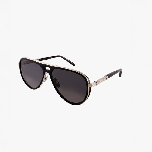 Shiny gold “Quyl” sunglasses, blue gradient lenses