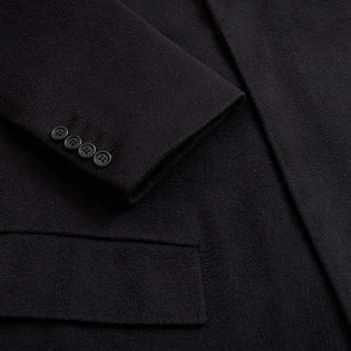 “Lyon” single-breasted coat in dark navy blue