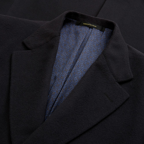 “Lyon” single-breasted coat in dark navy blue