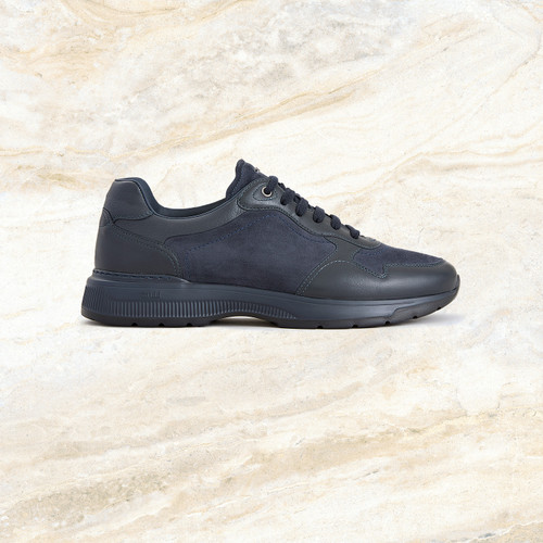 Dark navy three-material running sneakers