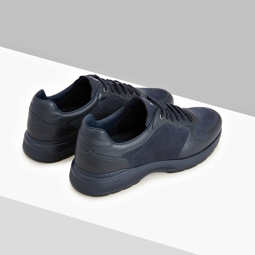 Dark navy three-material running sneakers