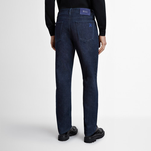 Dark navy blue “ZILLI LETTERING” jeans