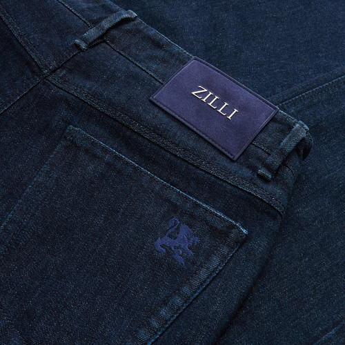 Dark navy blue “ZILLI LETTERING” jeans
